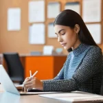 정보 계층화 글쓰기를 위한 도구 소개 - **Prompt:** A focused young professional, dressed in smart, modest contemporary clothing (long sleev...