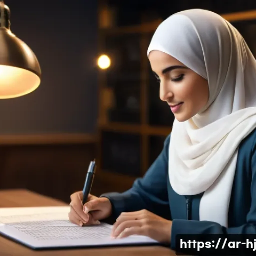 정보 계층화와 독자 참여 유도 방법 - A modern digital workspace scene showing an Arabic-speaking professional woman organizing content on...