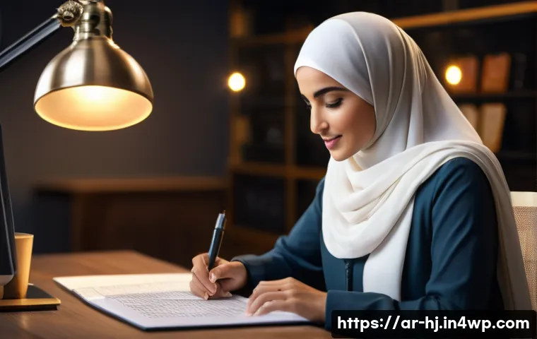 정보 계층화와 독자 참여 유도 방법 - A modern digital workspace scene showing an Arabic-speaking professional woman organizing content on...